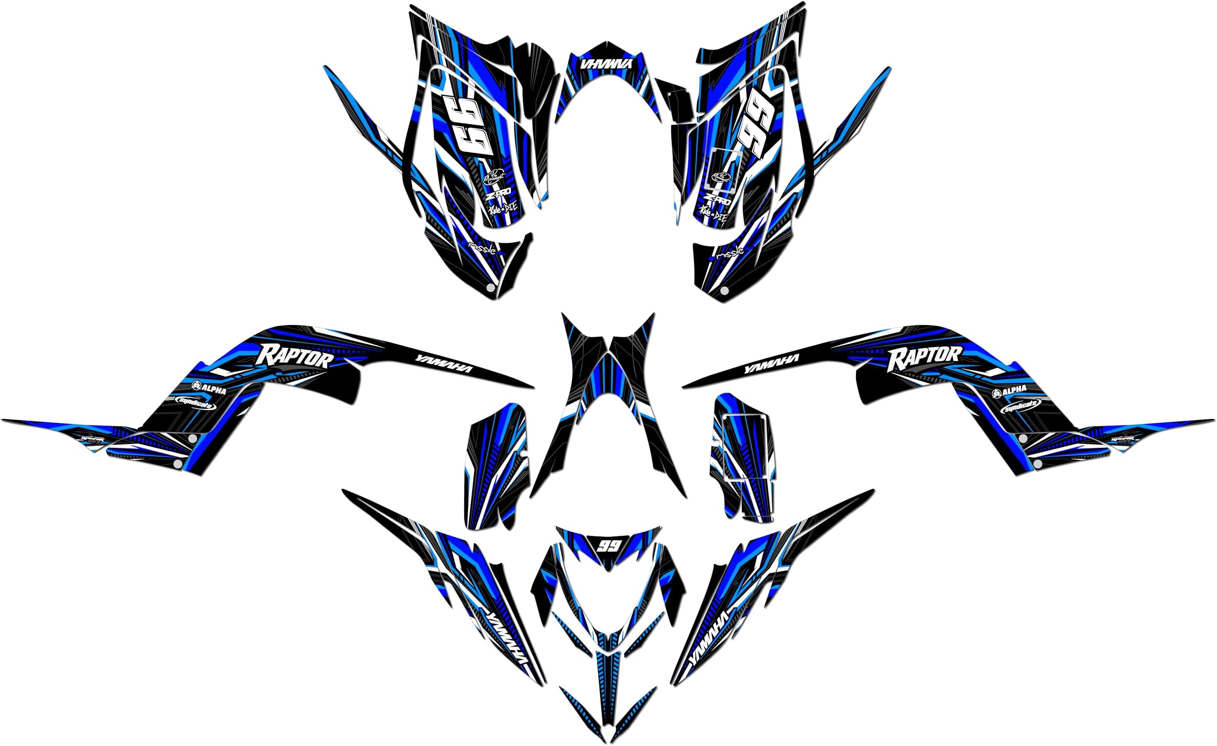 Graphics Kit for Yamaha Raptor 700 (2013+) Prime Series Blue 16 Mil - On/Off The Road - ATV UTV Dirt Bike Stickers, Quad Dirtbike Racing Decal Automotive Motocross Accessories no-Plastics