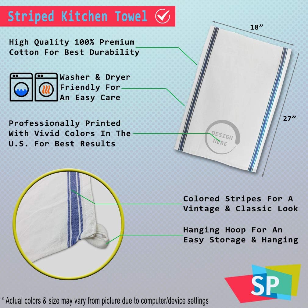 Custom Decor Kitchen Towels Personalized Monogram Egg Easter Bunny M Dairy Eggs Cleaning Supplies Dish Towels Blue Stripe