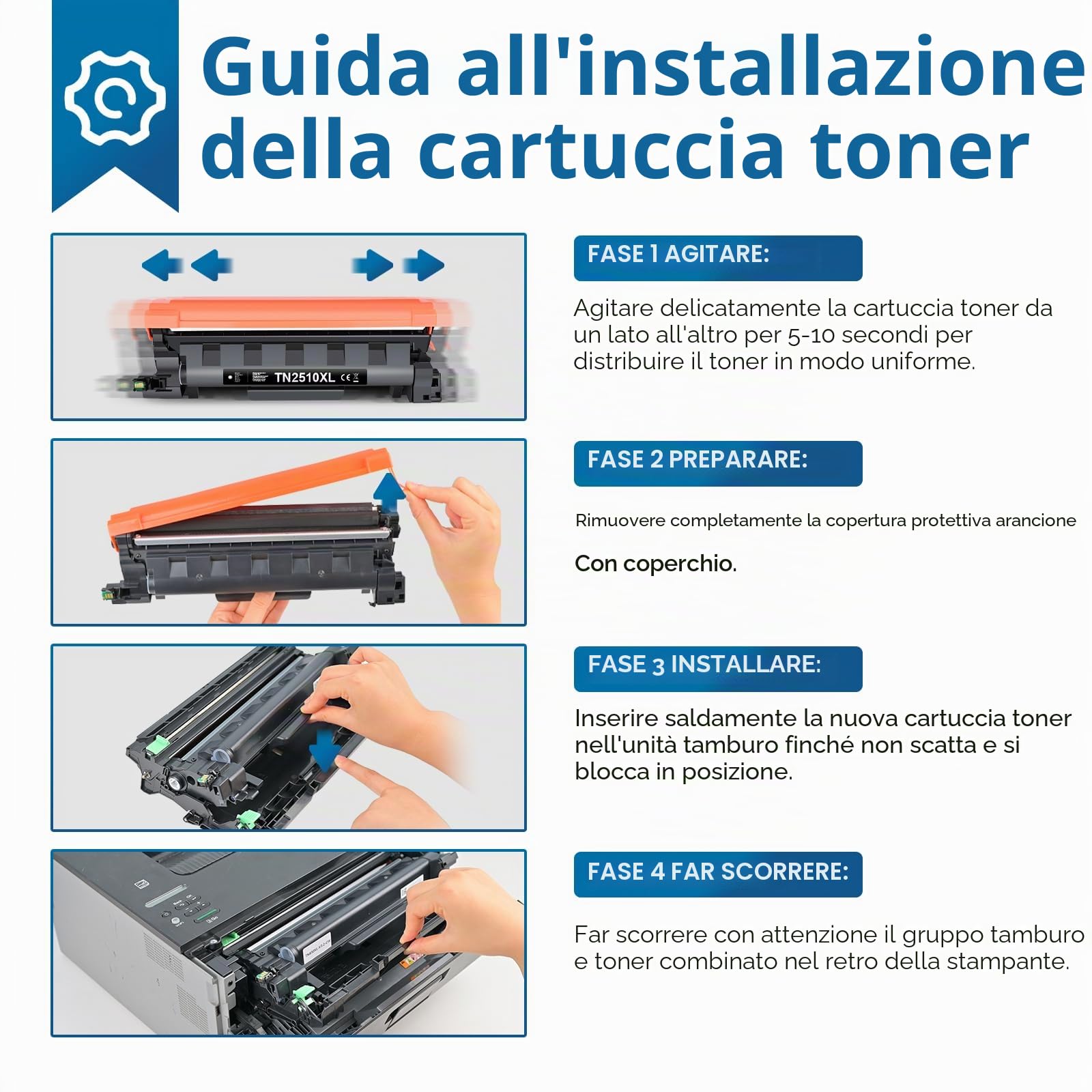 TN2510XL TN-2510XL Toner compatibile per Brother HL-L2400DW HL-L2400DWE DCP-L2620DW DCP-L2627DWE MFC-L2800DW MFC-L2827DW MFC-L2835DW MFC-L2860DWE Toner 2510 TN2510XL (con chip, 2er-Pack)