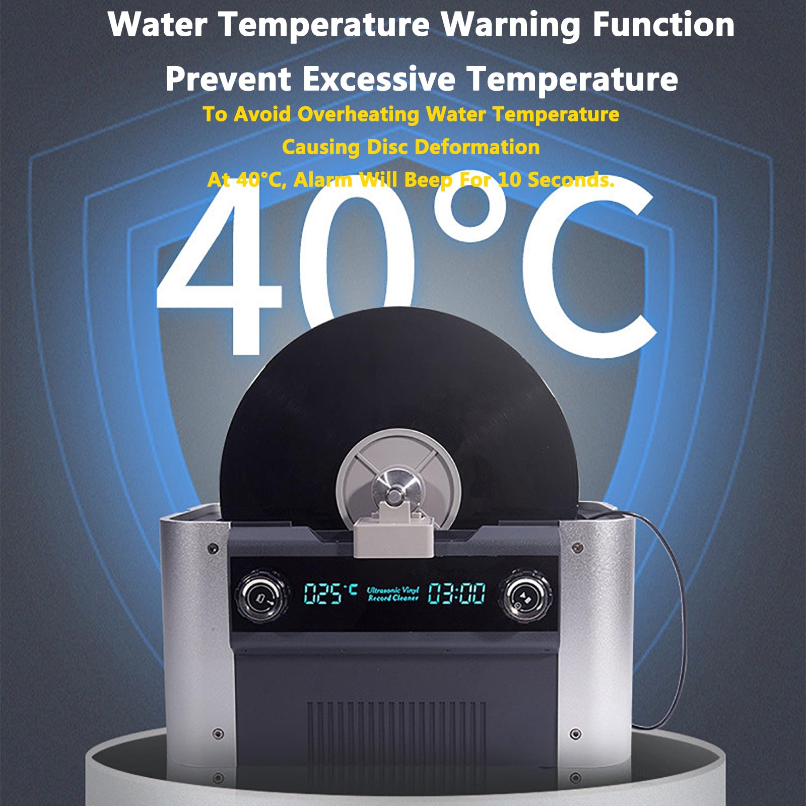 Limpiador Ultrasónico Discos Vinilo,máquina Limpieza Discos 6L con Frecuencia 49000Hz,Ciclo Automático Secado por Rotación Y Advertencia Temperatura del Agua,Tiempo 3-15 Minutos, 10 Piezas/h