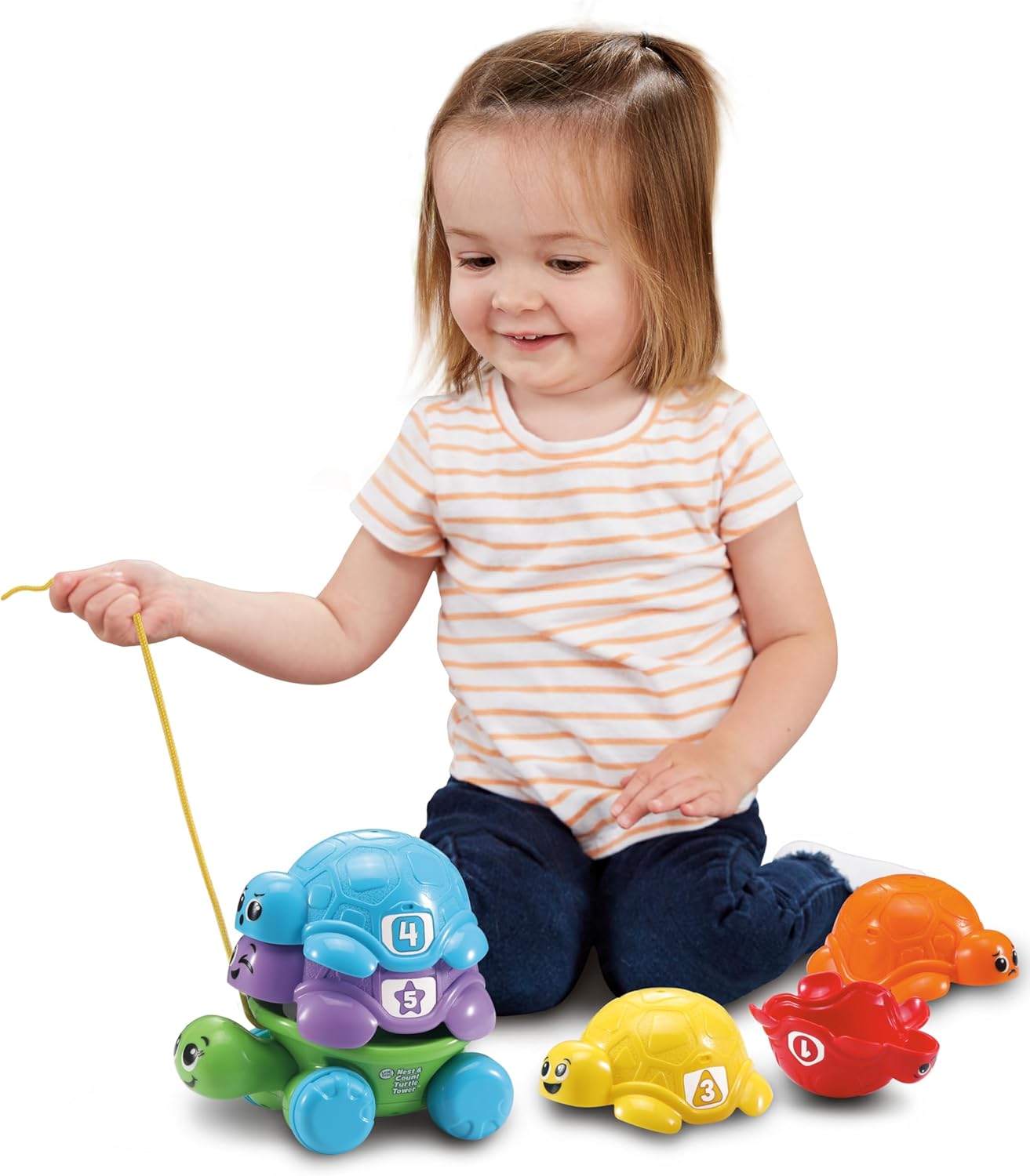 Leapfrog Nest & Count Turtle Tower, Pull Along, Stacking Toy, Teaches Colours, Shapes & Numbers, Includes 5 Turtle Shells, Sensory Baby Toy for 12, 18, 24 Months +, English Version