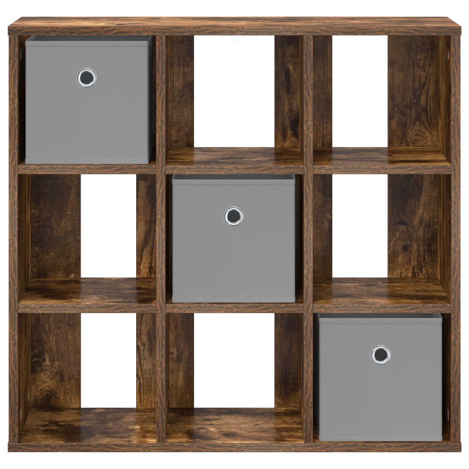 Generico Aparador moderno roble ahumado 73,5 x 24 x 69,5 cm, aparador con 3 cajones de madera de ingeniería, tiradores empotrados y estantes equipados para salón, mueble buffet con amplio