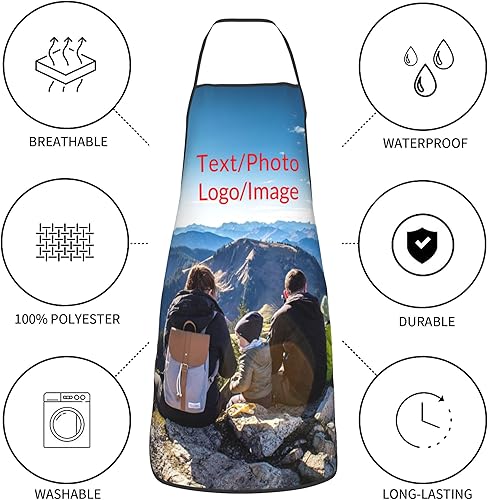 Miniatura 5 de Delantales personalizados para mujeres y hombres con bolsillos, diseña tu propio texto, foto, logotipo, delantal, jardinería, cocina
