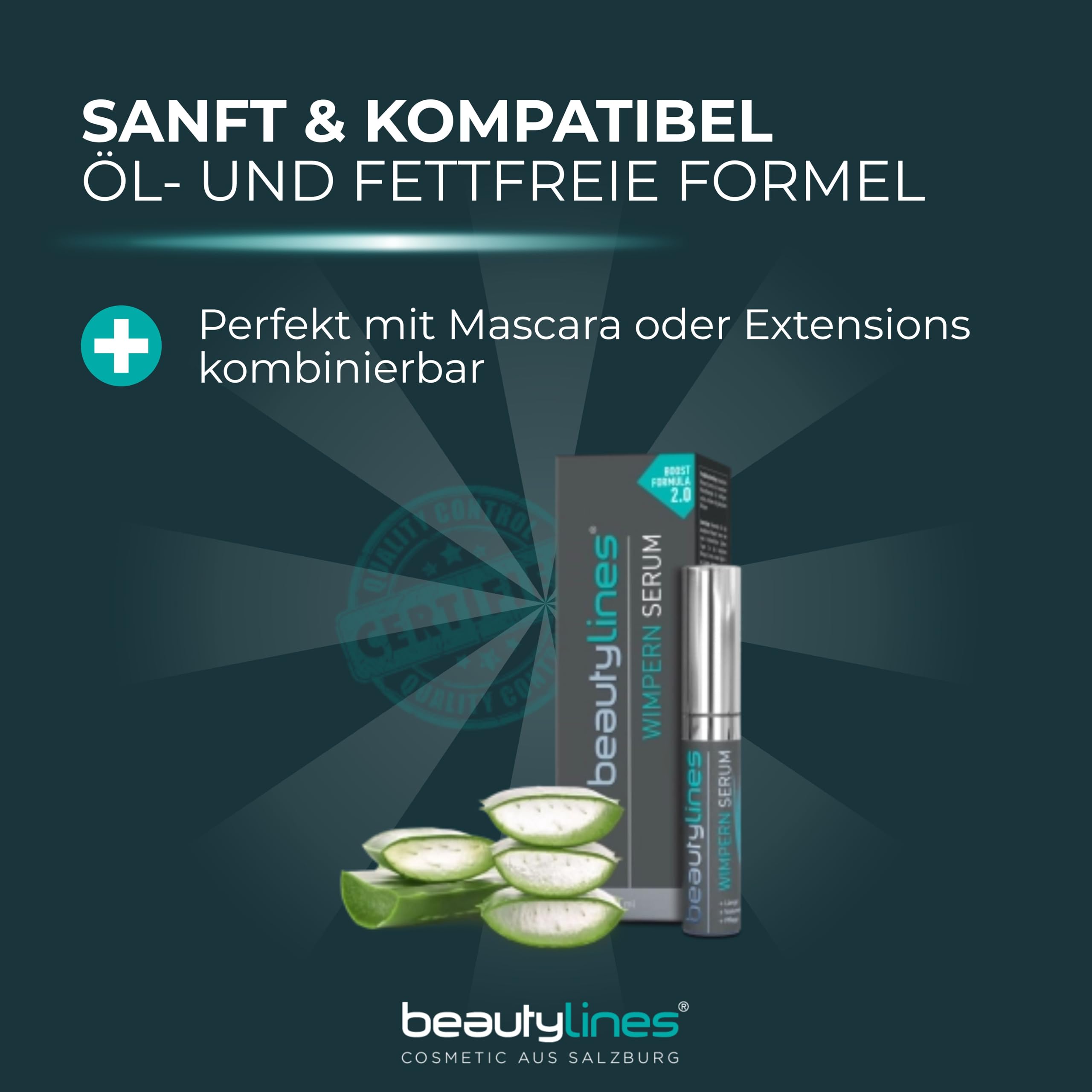 Wimpern Serum Boost Formula 2.0 – Wimpern- & Augenbrauenserum mit Aloe Vera – Booster für längere & dichtere Wimpern – hochverträglich & einfach aufzutragen, 3 ml