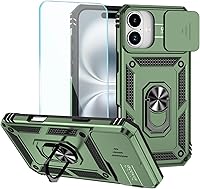 Vista 28 de Funda para teléfono SunStory para iPhone 11 con protector de pantalla HD y cubierta deslizante para la cámara y soporte giratorio con anillo