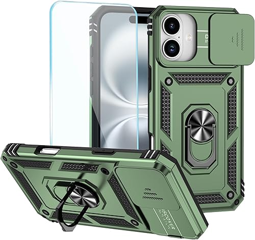 Miniatura 28 de Funda para teléfono SunStory para iPhone 11 con protector de pantalla HD y cubierta deslizante para la cámara y soporte giratorio con anillo