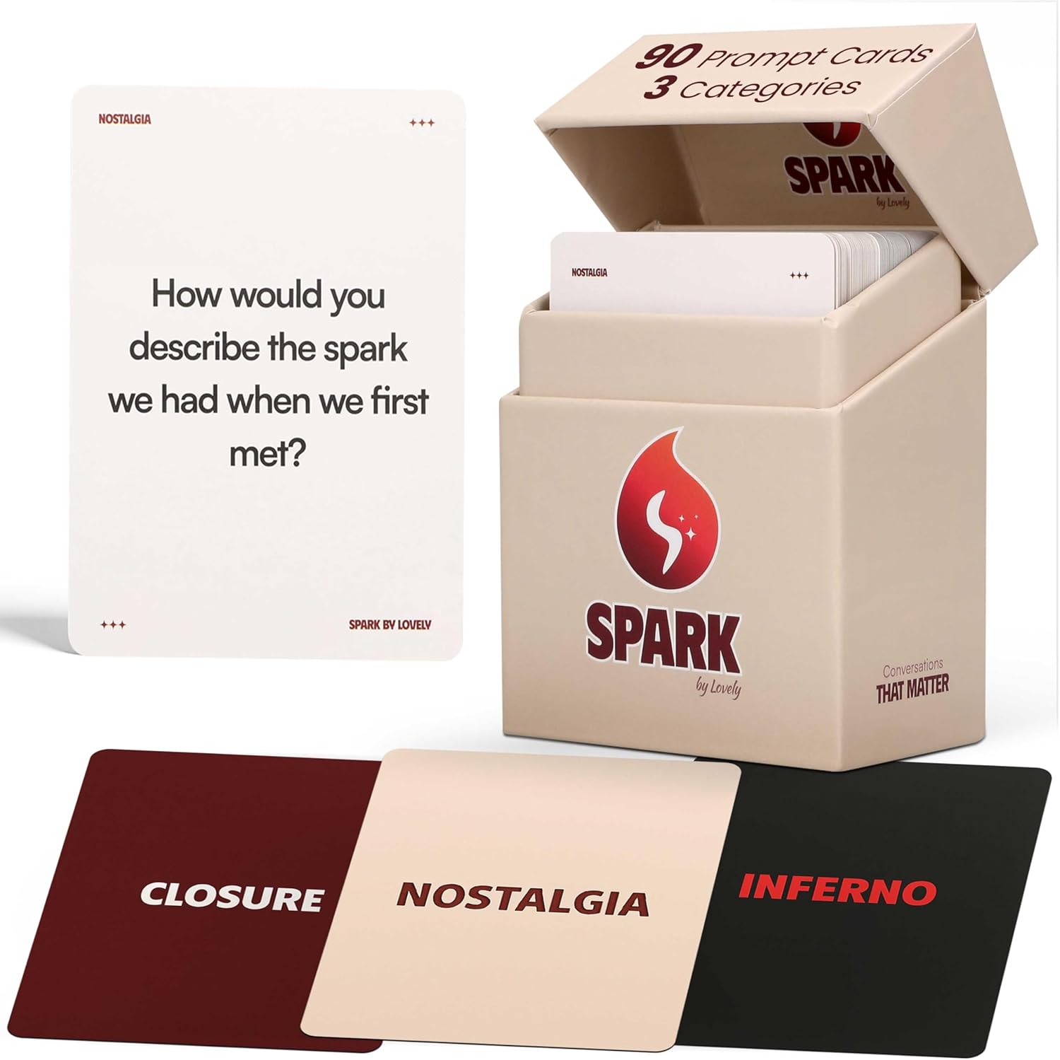 Substance Spark Conversation Cards by Lovely – Couples Games for Adults with 90 Prompts for Deeper Connection, Closure, and Intimacy – Relationship Card Game for Date Night or Travel