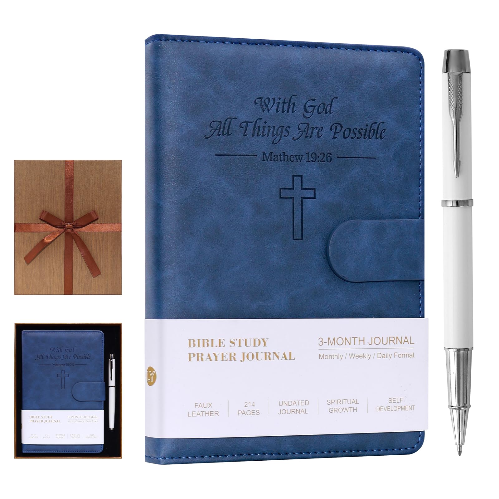 yownig Leather Christian Bible Prayer Journal -Church Notes Notebook – Note Taking & Journaling Kit, Faith-Based Religious Gifts & Bible Study