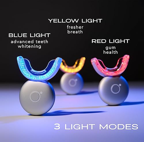 Miniatura 5 de MOON Kit de blanqueamiento de dientes, dispositivo LED blanqueador de dientes platino, 28 tiras blancas disolventes, bandeja blanqueadora de luz