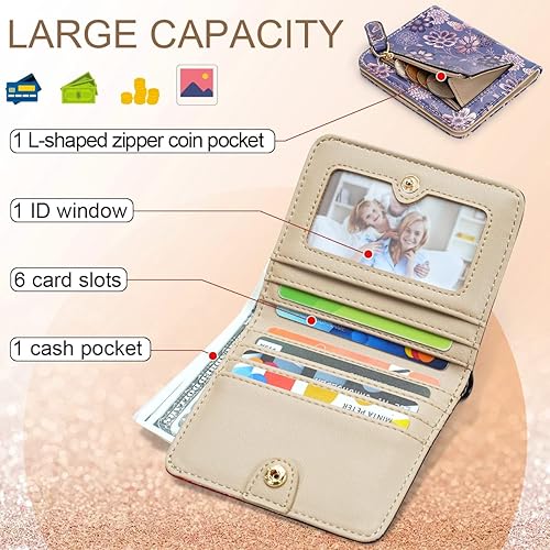 Miniatura 2 de APHISON Billetera para mujer, delgada y pequeña, cartera RFID para mujer, 11-0104, Moda