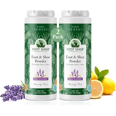 FOOT SENSE All Natural Foot & Shoe Powder, Foot Deodorant, Talc-Free, Odor Eliminator, Disinfects & Deodorizes, Long-Lasting up to 6 Months Safe for Men, Women, Kids, Athletes, 100g (2 Pack)