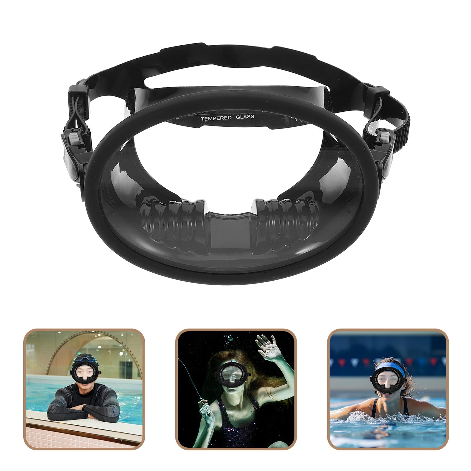 Maschera da Sub Antiappannamento a Vista Panoramica Nera | Silicone e Vetro Temperato, per Snorkeling e Immersioni, Calzata Confortevole