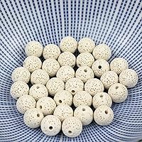 Vista 7 de MJDCB Natural Multicolor Volcanic Lava Stone Round Loose Stone Beads DIY for Jewelry Bracelet Making 15" (6mm, White)