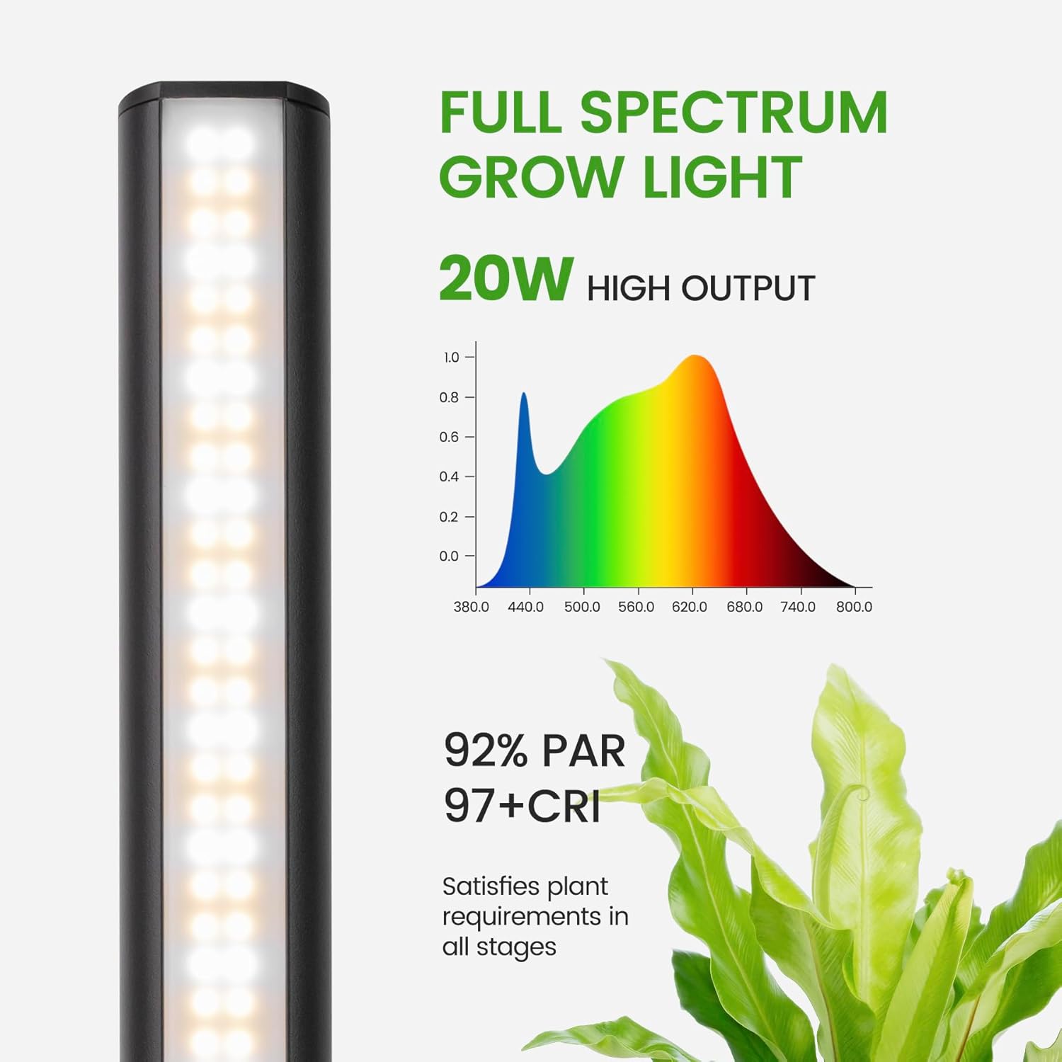 Grow Lights for Indoor Plants,20W 169 LED Full Spectrum with Timer, Hanging Plant Growing Light with Dimmable On/Off Switch,16.8in Height Standing Vertical Lamp for Seed Starting Growth