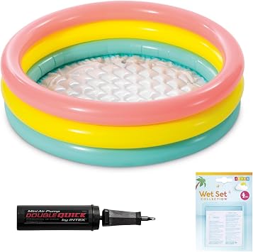 i me Yumu ak Tabanl  Renkli 3 Bo umlu Baby Pool  ocuk Bebek Havuzu,86x25 cm ve Pompa+Yama Set, Pompa ve Yama Hediyelidir,  ocuklar  in Aktivite Aile