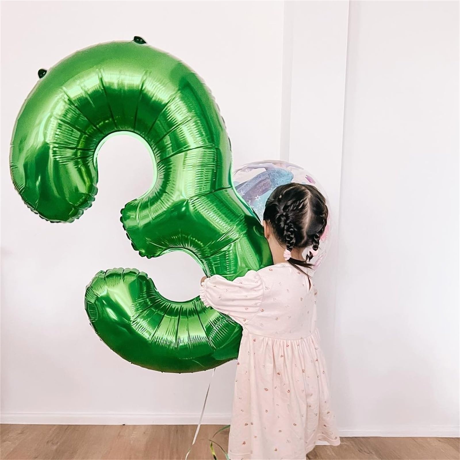 Isndare Luftballon 3. Geburtstag für Mädchen, Große Grün Folienballon 0–9 Set, 40 Zoll Helium Dunkelgrün Zahlen 3 Ballon für Kinder Jungen Geburtstag Party Deko Mann Frau Jungle Dino Party Dekoration