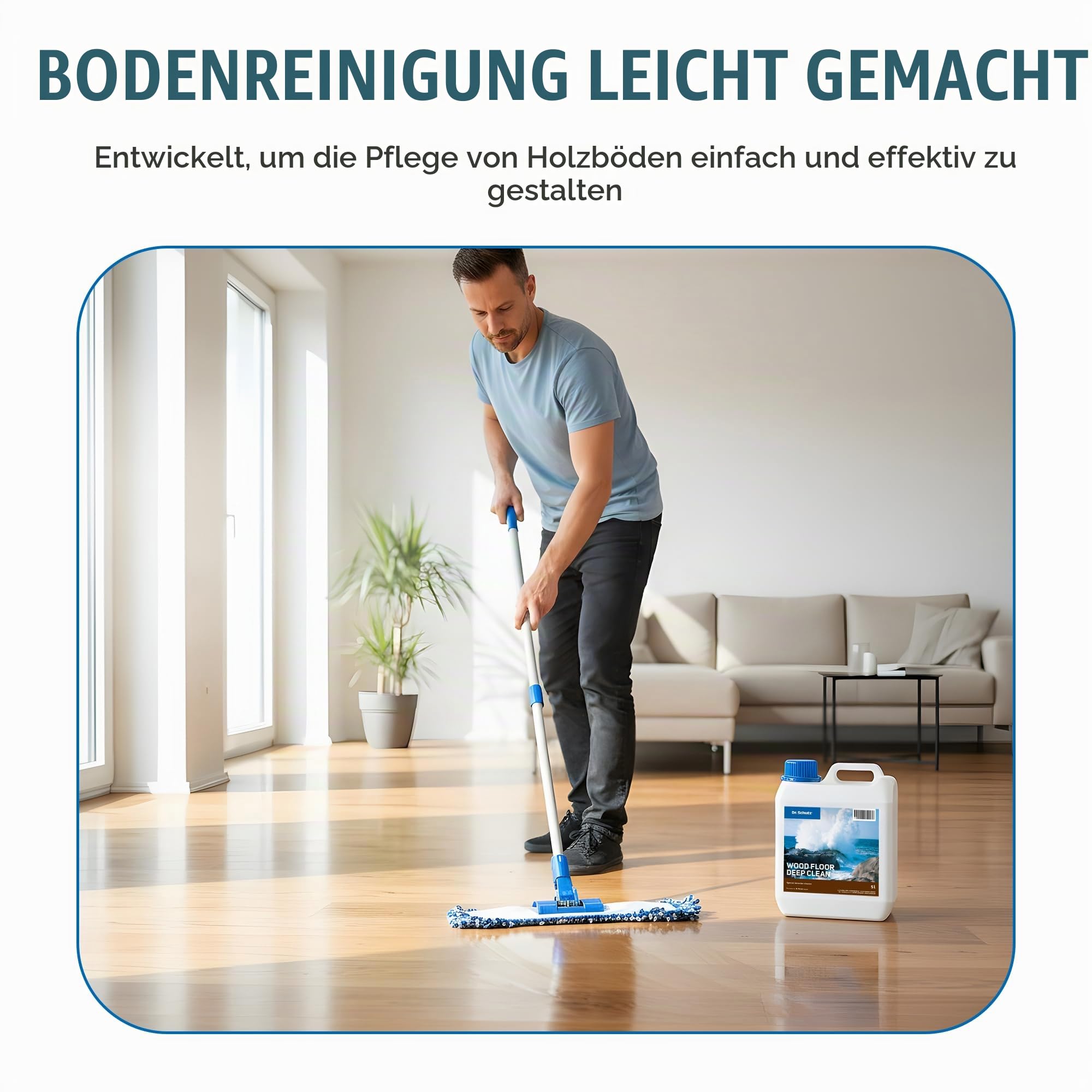 Dr. Schutz Intensivreiniger 5 L für Parkett & Kork | Parkettreiniger löst hartnäckigen Schmutz und Fettflecken von versiegelten, geölten, gewachsten Böden | Holzboden Reiniger | Parkett Reinigung