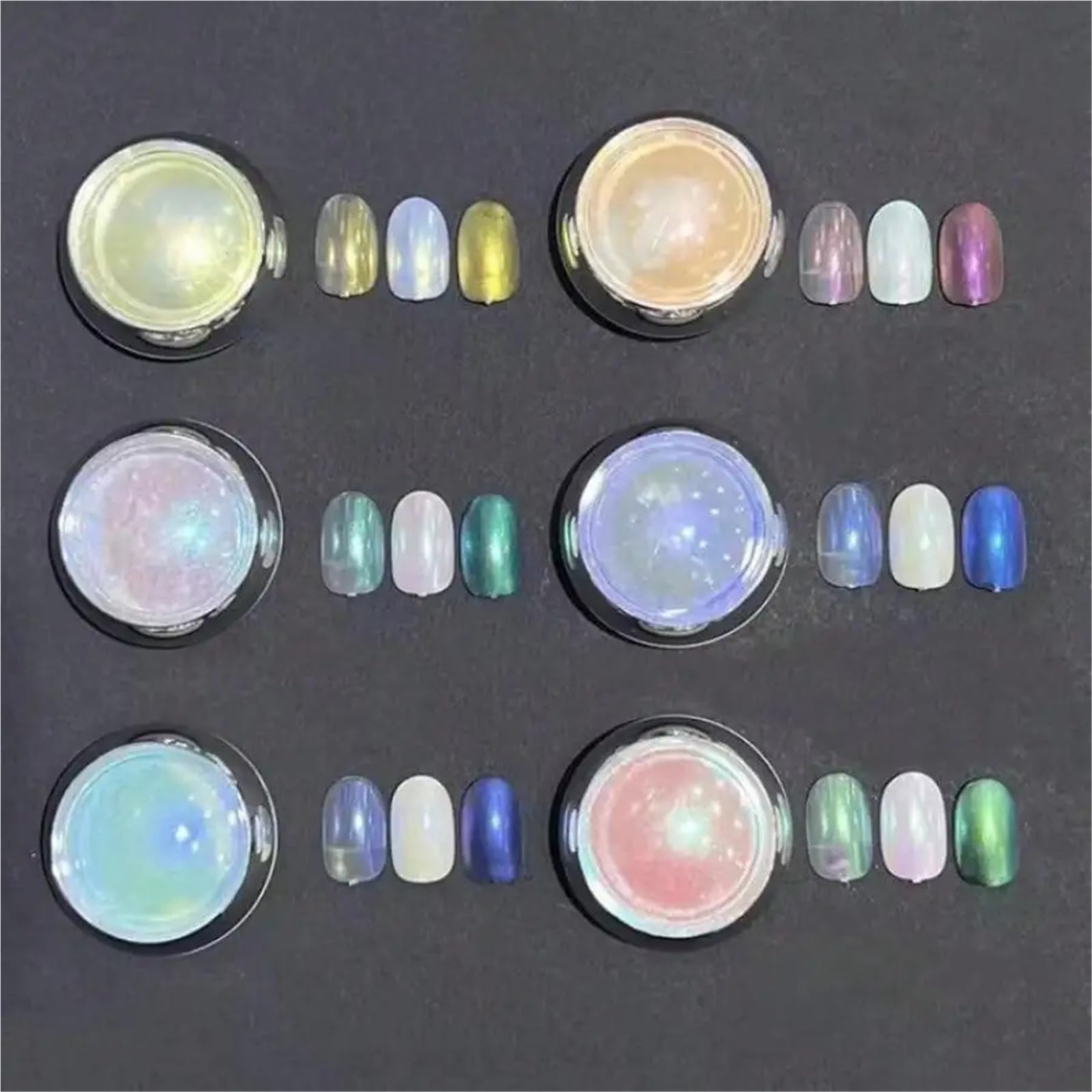Polvere cromata unghie Polvere for unghie scintillante Aurora, smalto gel effetto specchio metallico multicromatico trasformante olografico per Manicure