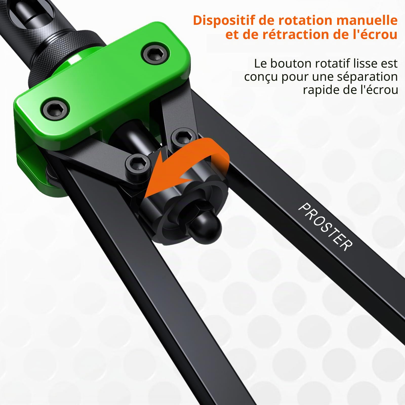 Proster 14" Riveteuse Manuelle - Pince à Insert Fileté Professionnelle avec Mandrins Interchangeables M3-M10, 150PCS Écrous, Économie d’Effort pour Réparation Auto, Métal, Atelier, Bricolage (Vert)
