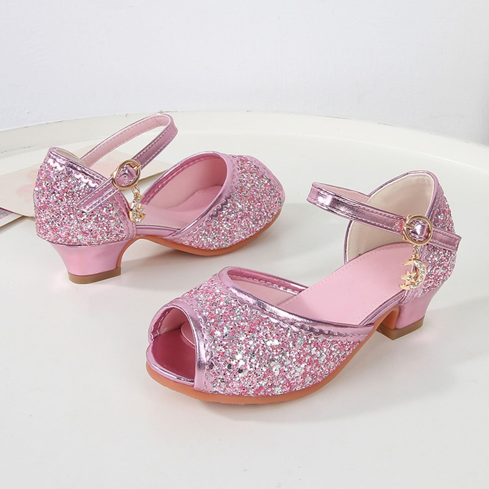 Mädchen Kristall Schuhe mit Absatz Festliche Schuhe Glitzer Prinzessinschuhe mit Pailletten Kinder Sandalen Elegant High Heels für Halloween Fest Fasching Geburtstag Party