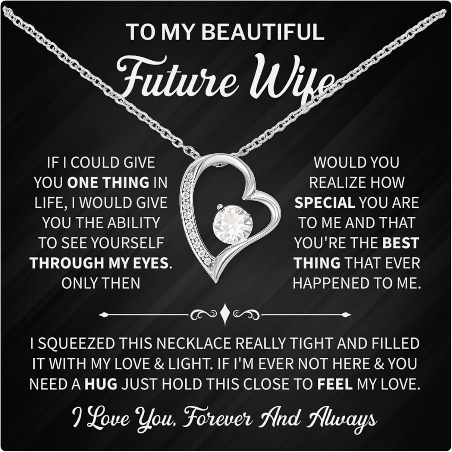 To My Beautiful Wife Necklace - Heartfelt Jewelry Gift from Husband, Meaningful Soulmate Necklace for Her, Birthday, Anniversary, or Special Occasion Gift