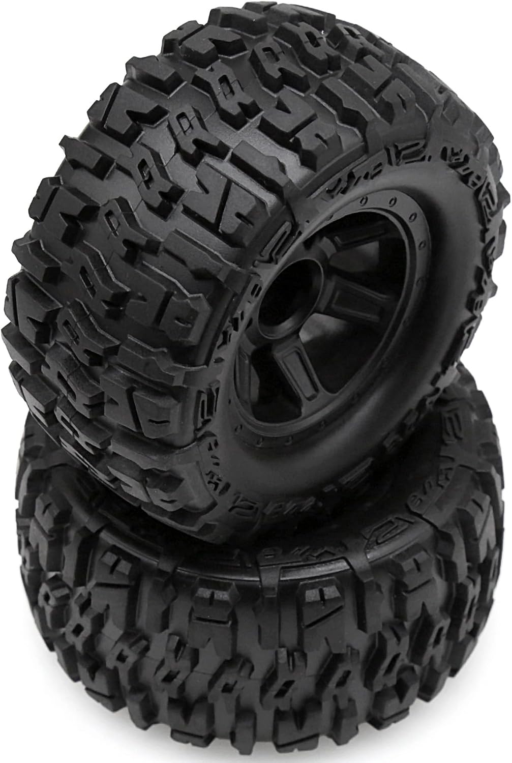 4PCS RC Monster Truck Plastics Wheel Rim Tires Set Hex 12mm OD 3.54'' for 1/12 1/14 1/16 RC Off Road Monster Truck TRX E-REVO Summit HPI SAVAGEGT-2XS REDCAT Volcano-16 (Black)