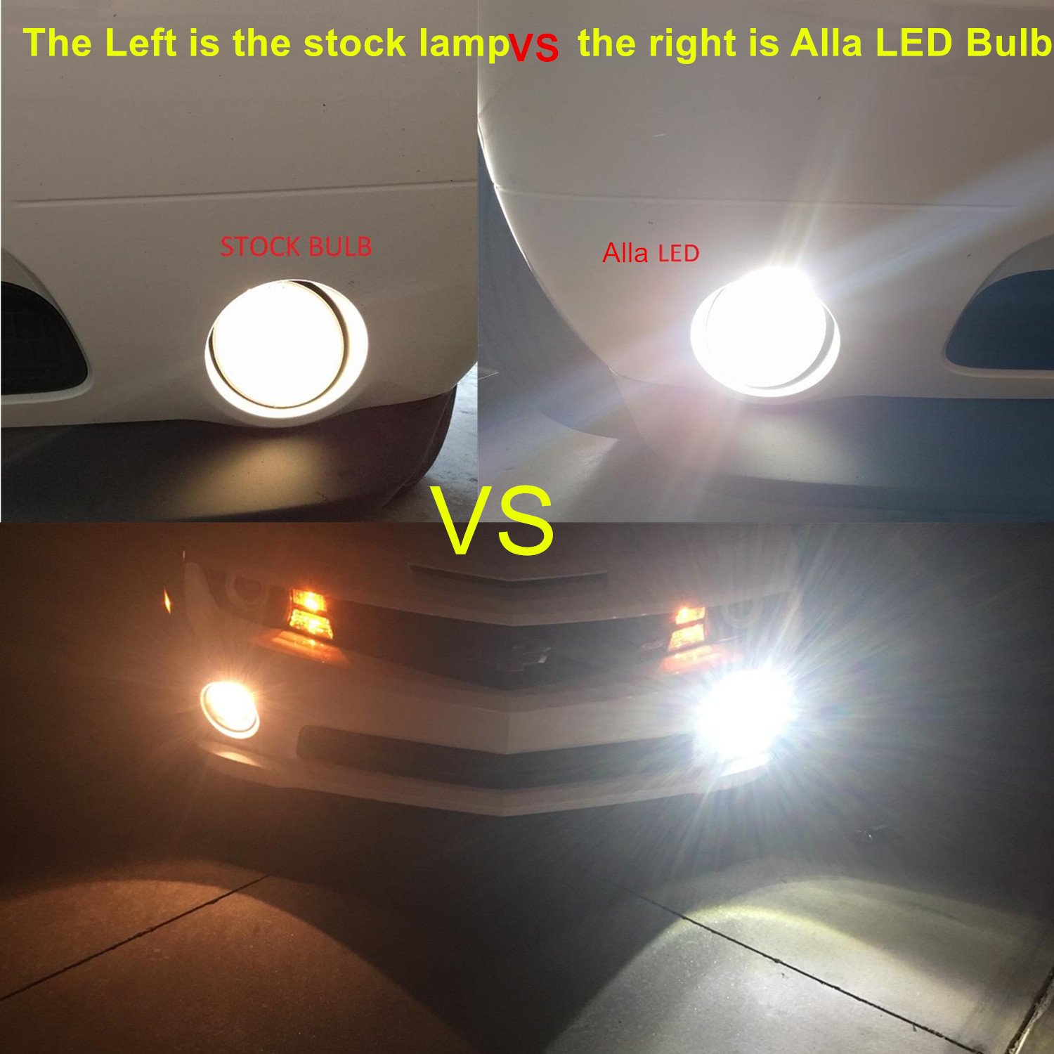 Alla Lighting 1500 Lumens High Power Seoul-CSP 12-SMD H11 H8 H16(Type 2) LED Bulb Extremely Super Bright 6000K Xenon White LED Fog Light Lamp Bulb Replacement …
