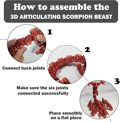 Miniatura 4 de DOSSAYUN Juguetes impresos en 3D, juguete de escorpión, figuras de acción de escorpión para alivio de la ansiedad, juguetes giratorios y articulados