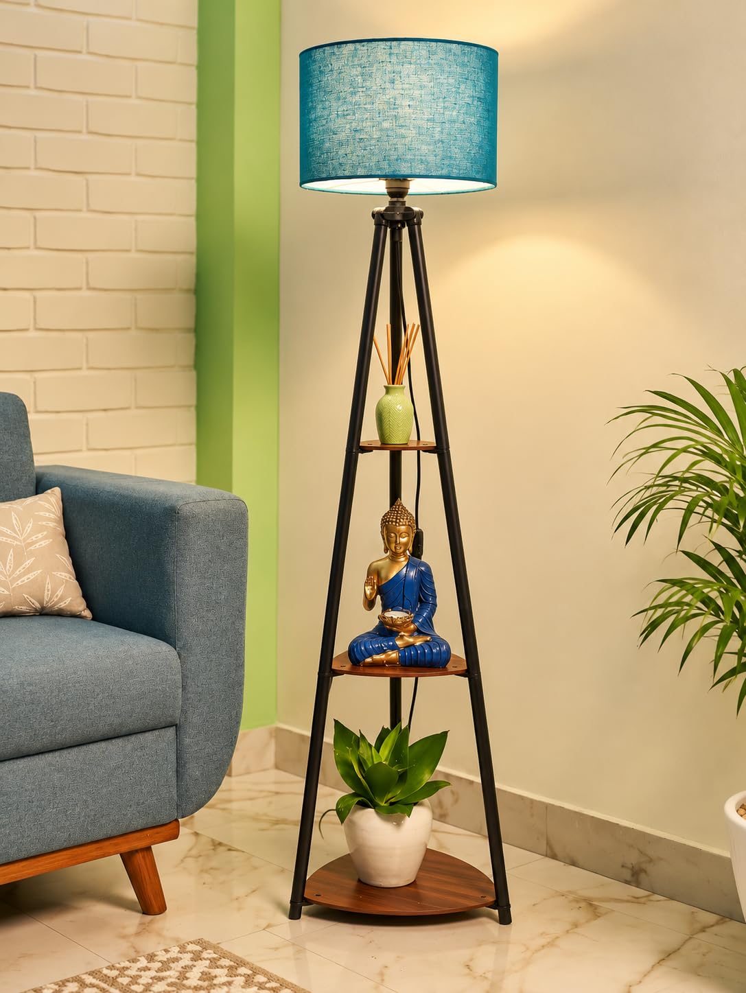 Crosscut LED Tripod Floor Lamp - 3 Shelves, White -11 Crosscut LED Tripod Floor Lamp - 3 Shelves, White -11