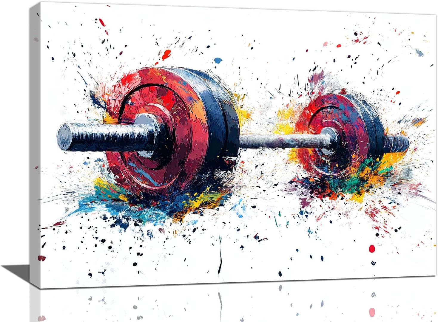 Quorin Banksy Barbell Wall Art Colorful Sport Pictures Barbell Weightlifting Sports Wall Decor Street Graffiti Canvas Print Painting Artwork for Gym Living Room Bedroom 16"x24"