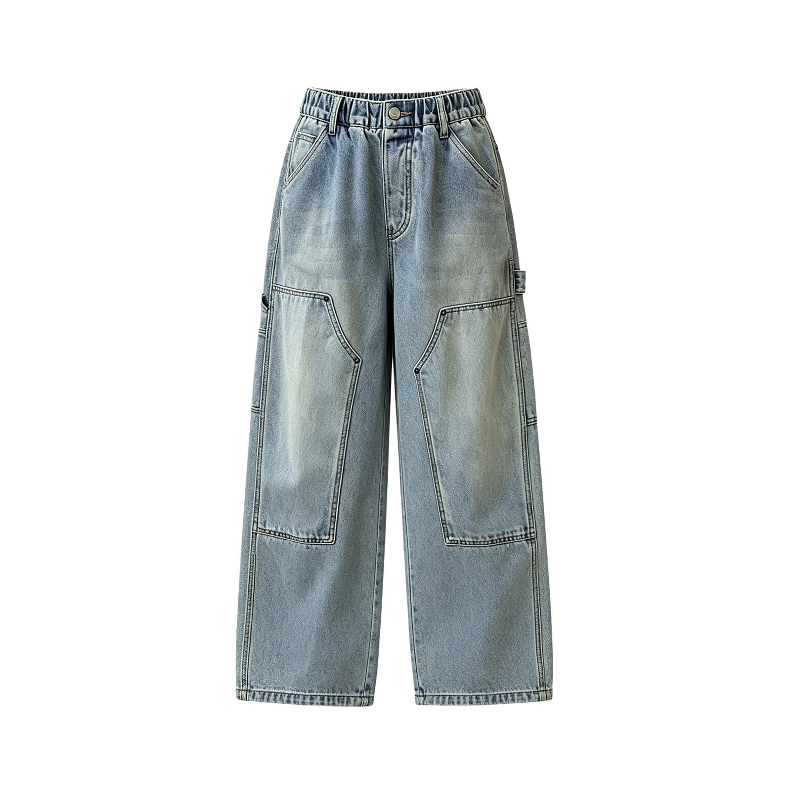 Jeans Baggy Jungen Cargohosen Geradem Bein Denim Hose Streetwear Retro Kinderhosen Loose Fit Hose Wide Leg Outdoor Freizeithose Teenager