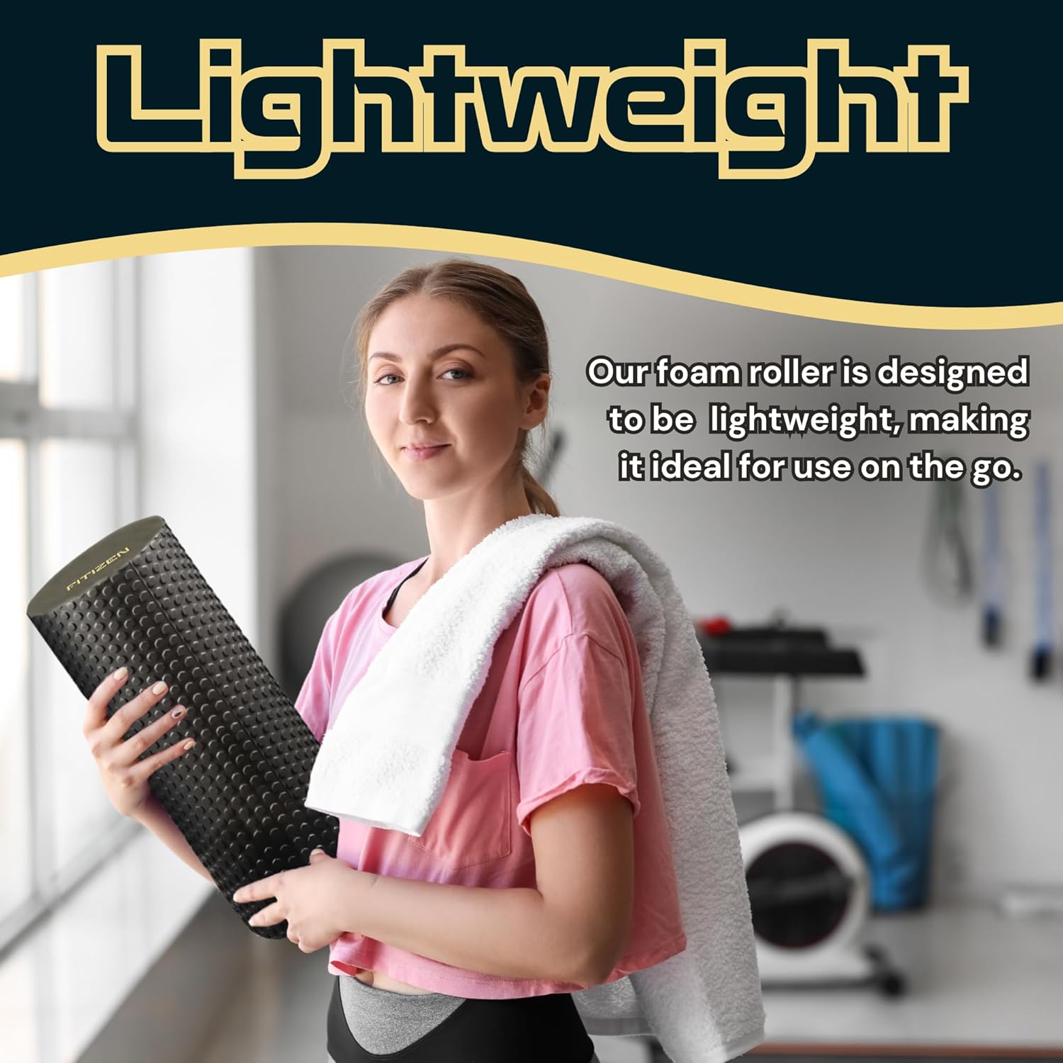 Fitizen Foam Roller – Muscle Massage Rehab Stiff Back Pain Physical Therapy Deep Tissue Firm Exercise Equipment Home Gym Stress Yoga Pilates for The Fit Citizen by FitNation