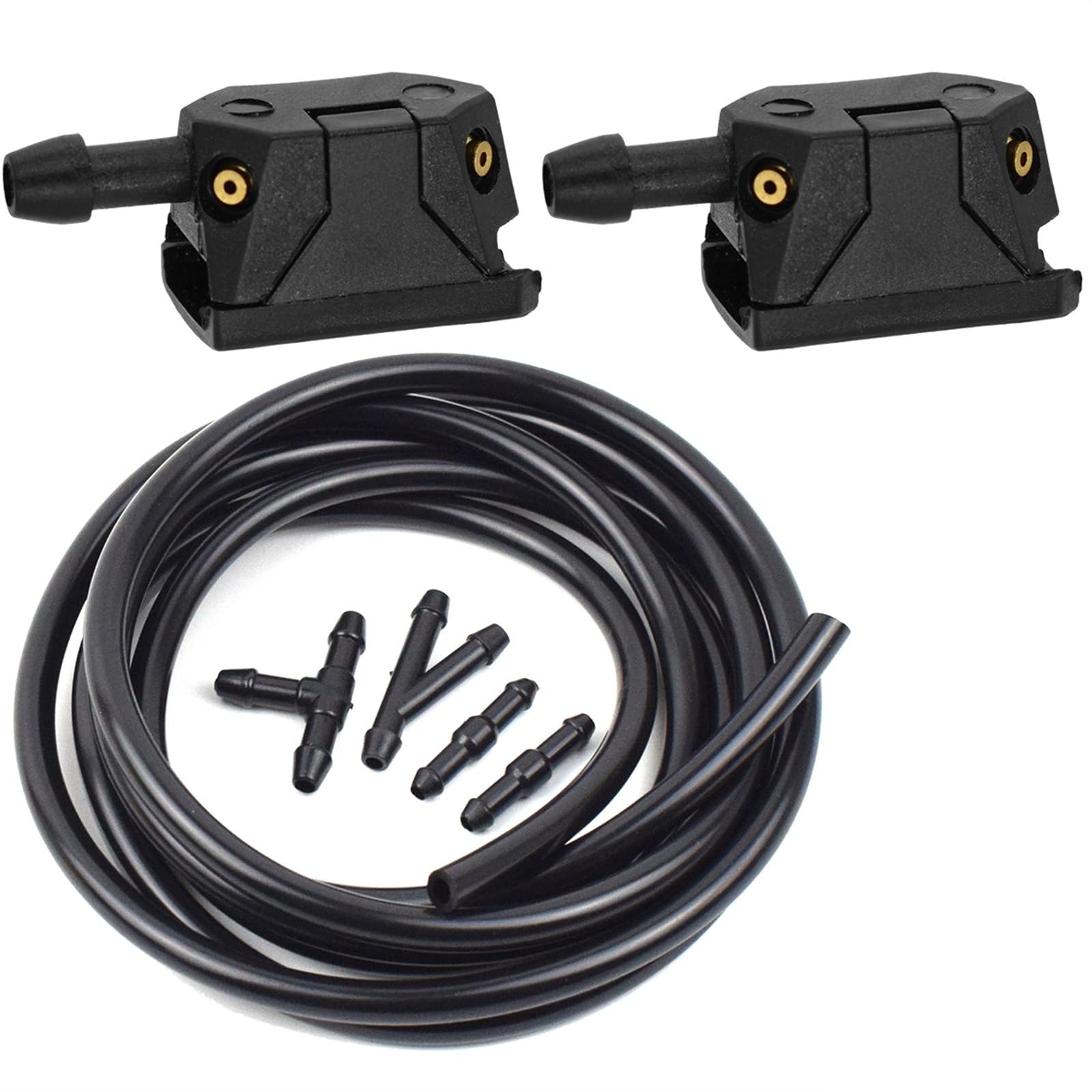 VIXUFA 7Pcs/Set Car Front Windscreen Wiper Arm Washer Nozzle Jets 4 Way Ajustable Check Valve Tube Pipe Hose 2m T Piece Straight Joint windshield washer nozzles