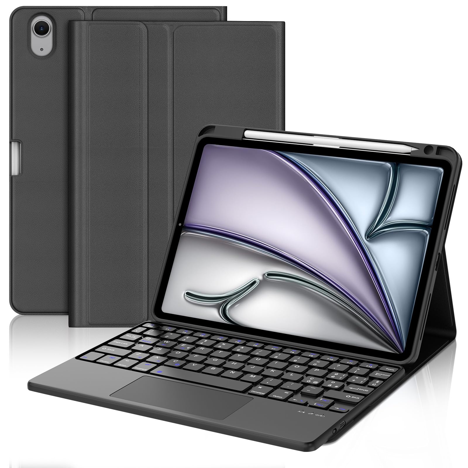 FOGARI Per iPad Air 11/ 5ª/4ª generazione e iPad Pro 11 Cover Tastiera | Tastiera Bluetooth Rimovibile con Touchpad per iPad Air 11 M4 2026/M3 2025/M2 2024, Keyboard Wireless Portatile, Verde