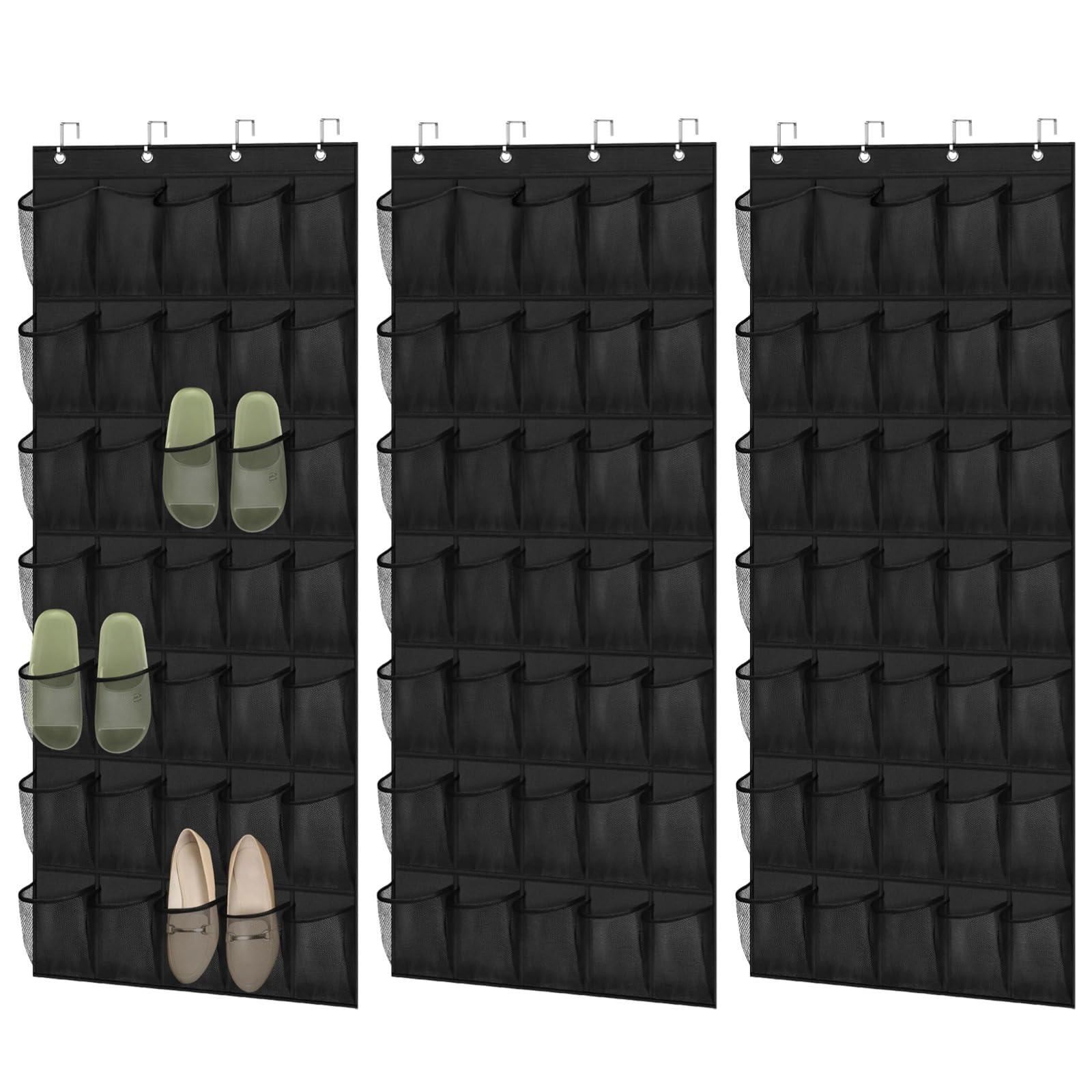 3 piezas de zapatos para colgar en la puerta con 35 kets, bolsas de malla Lar para zapatos y botas, carreras no tejidas que ahorran espacio, ures de 27.5 x 65 pulgadas, maximiza el espacio del armario