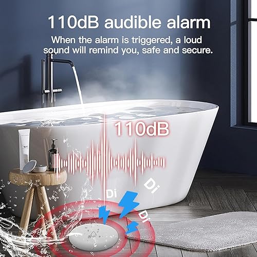 Miniatura 2 de RSH Sensor de agua WiFi, alarma detector de fugas de agua, paquete de 4 detectores de fugas de agua Zigbee inalámbrico y concentrador, mini detector