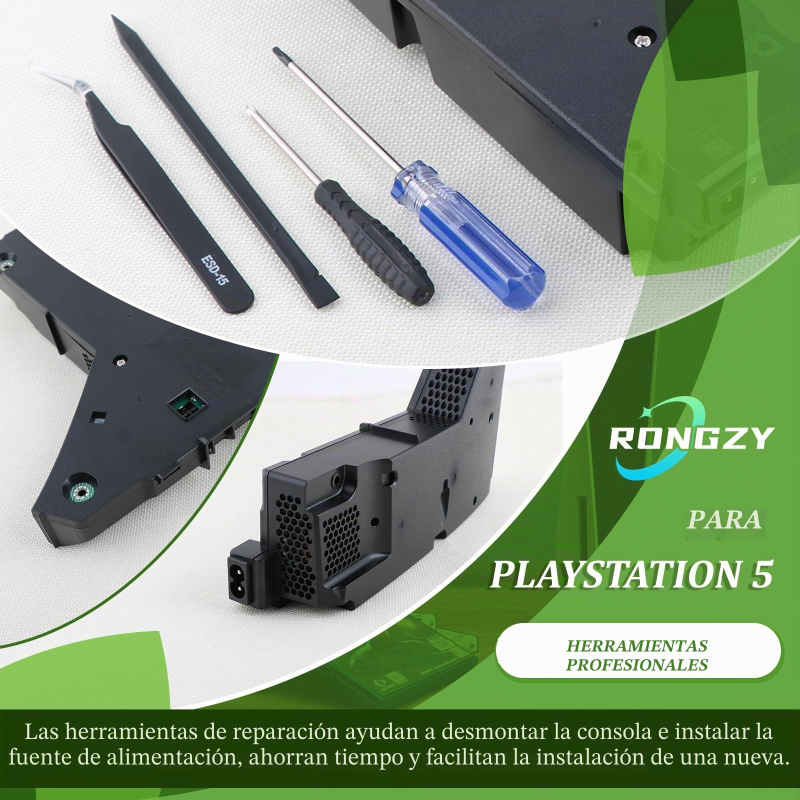 RongZy para PS5 ADP-400FR Fuente De Alimentación Reemplazo para PlayStation 5 400FR PA-1401-JT3 Interna Fuente de Alimentación con Adaptador de CA Consola Accesorios con Herramientas Reparación.