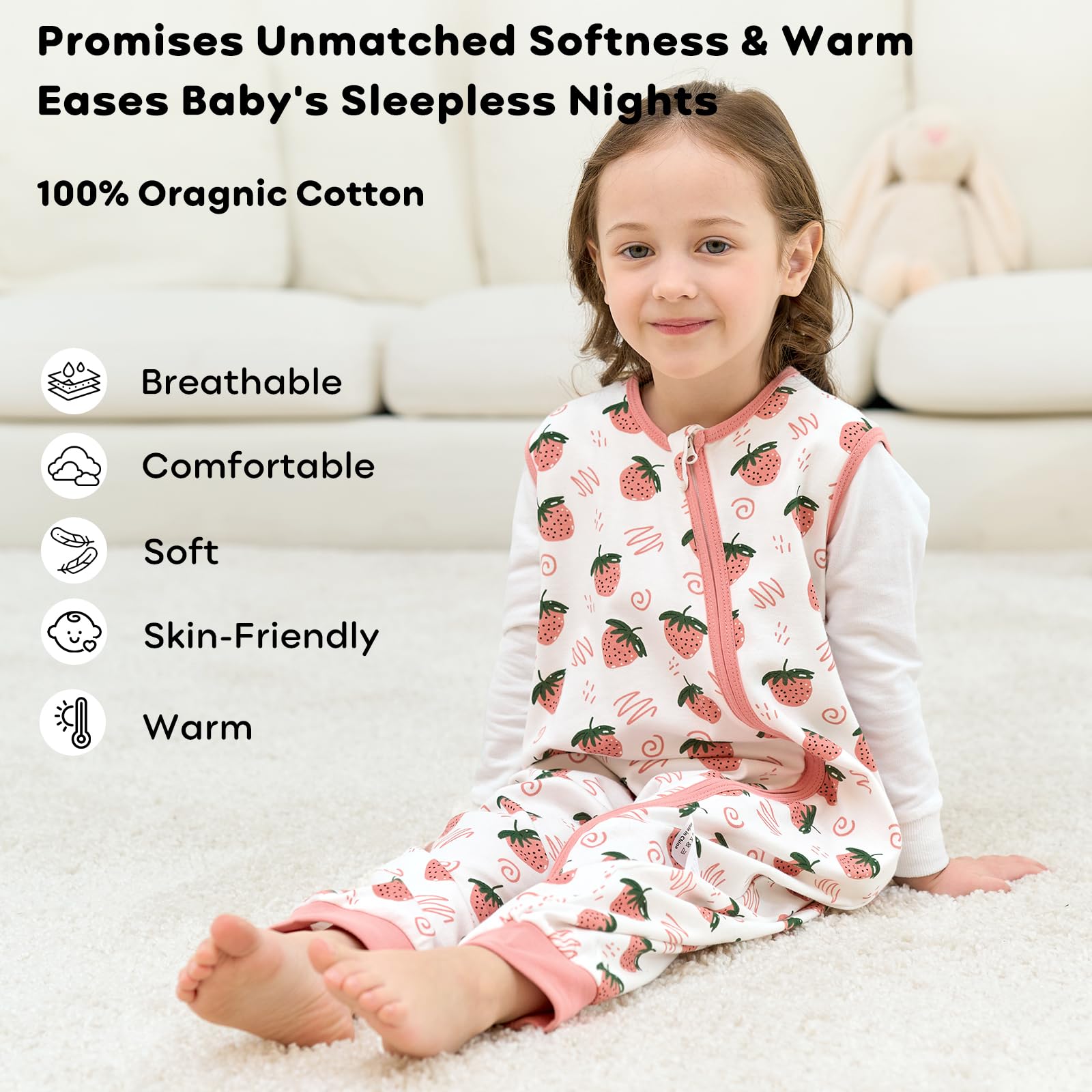 Unnivoll Gigoteuse à Pied 18-36 Mois, Gigoteuse Été Tog 0.5, 100% Coton, Turbulette pour Bébé Nouveau-né Garçons Filles