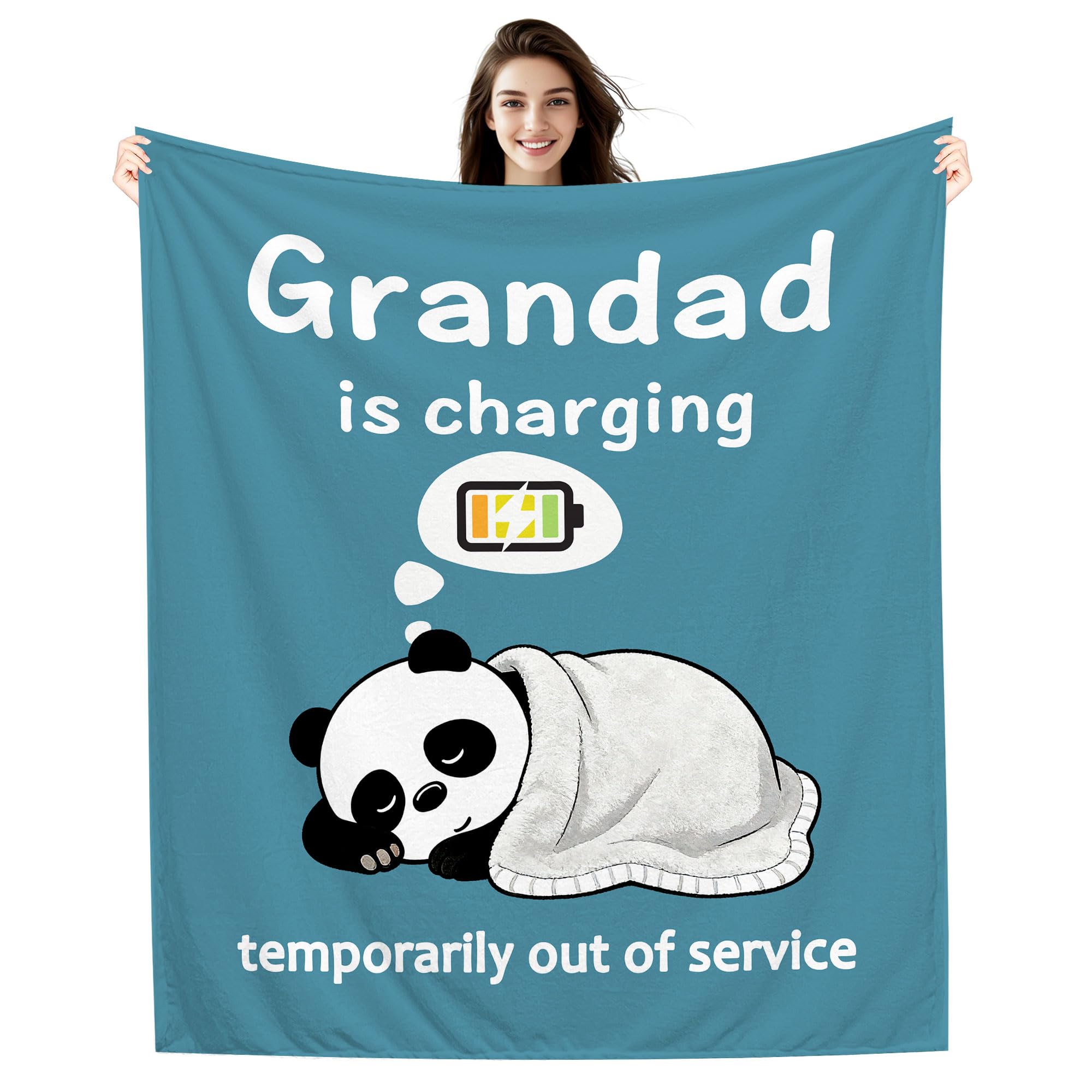 Amorea Funny Blanket Grandad is Charging Temporarily out of Service Gift for Grandpa Grandad Grandfather Birthday Father's Day (grandad-a)