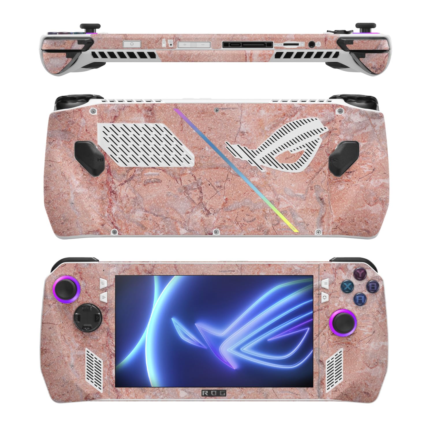 MightySkins Glossy Glitter Skin Compatible with Asus ROG Ally - Pink Marble | Protective, Durable High-Gloss Glitter Finish | Easy to Apply