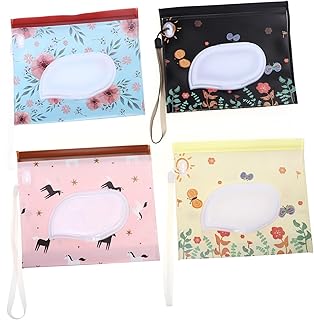 ibasenice 4pcs Packing Bag Travel Dispenser Packing Bags for Travel Container with Lid Bathroom Wipes Pouch Refillable Wipe Pouch Portable Wet Wipe Dispenser Travel Wet Wipe Bag Extractive