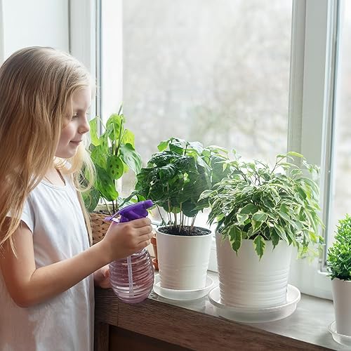 Miniatura 8 de MUDEELA Paquete de 6 platillos para plantas de 10 pulgadas para interiores, bandeja redonda de plástico duradero para atrapar el agua para flores y