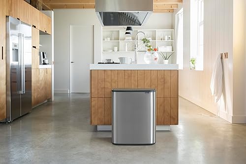 Vista 30 de Brabantia Bo - Cubo de basura – 1 cubo interior de 9.5 galones (acero mate FPP) cubo de basura para residuos/reciclaje, compartimento extraíble +