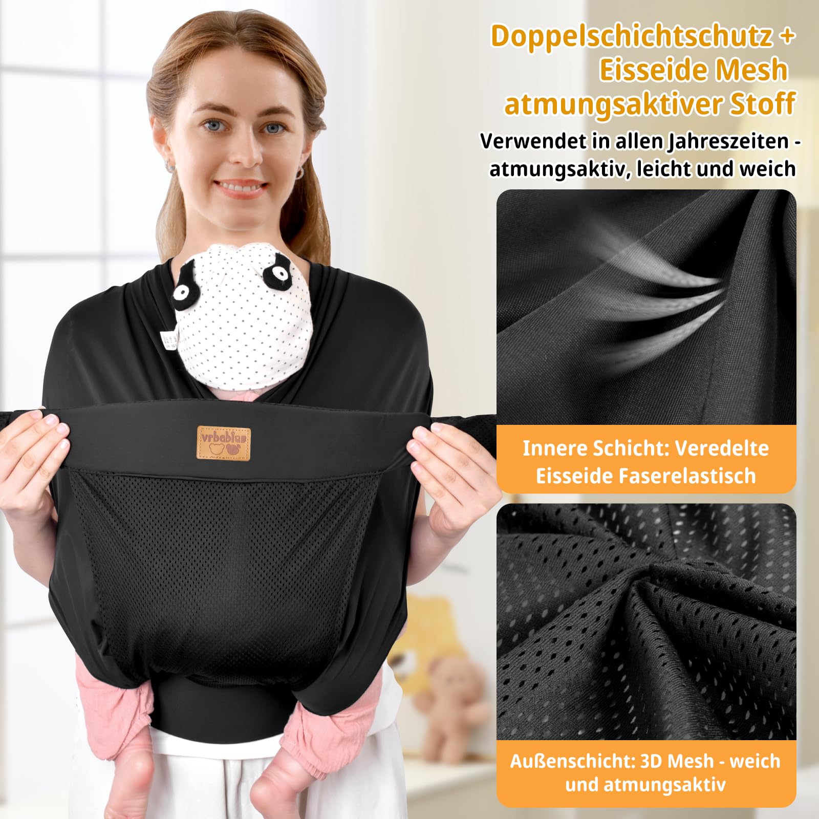 Portabebés recién nacidos, ergonómico para recién nacidos desde el nacimiento, ligero y cómodo, fácil de llevar, adecuado para madres y padres, bebés de 3 a 15 kg