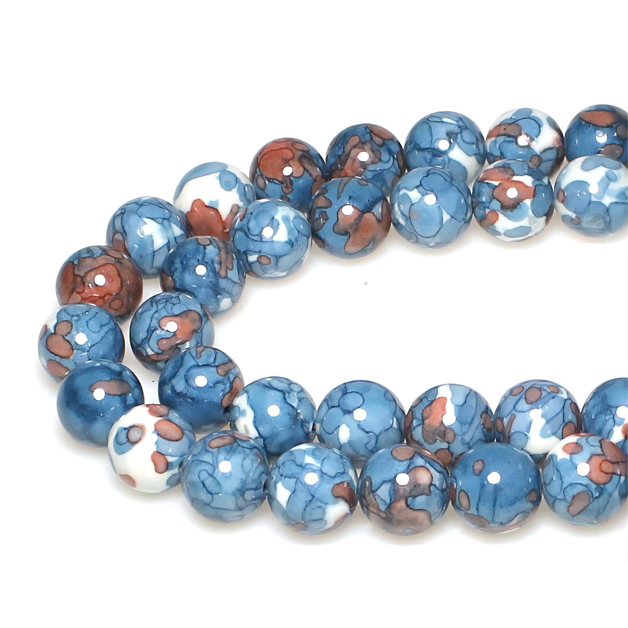 Pulsera de cuentas redondas y suaves de flores de lluvia 5A, para hacer joyas, 38 cm, color gris