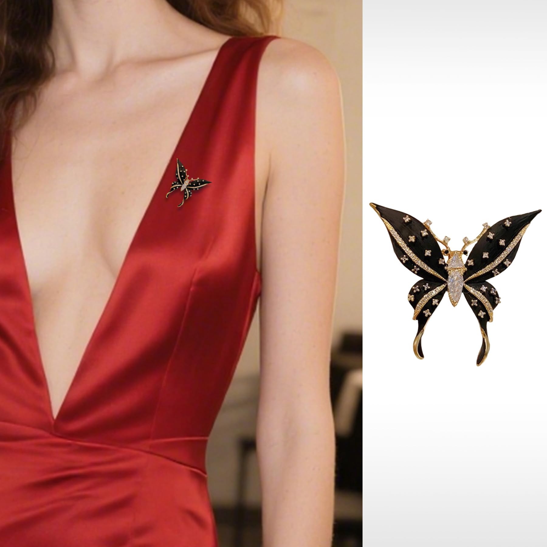 Crystal Butterfly Brooch Pins for Women Elegant Cute Animal Rhinestone Enamel Brooches Pins Fashion Jewelry Brooch for Women Gift