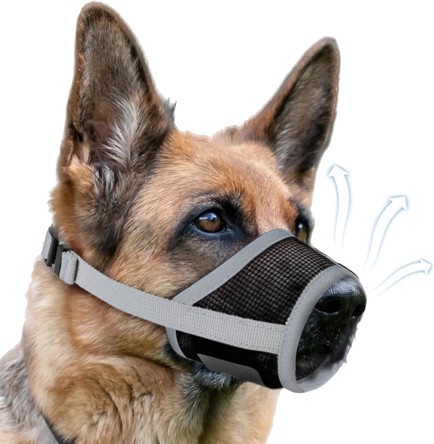Dog Muzzle, Soft Air Mesh Muzzle for Small Medium Large Dogs Anti Biting Barking Chewing (S, Grey)