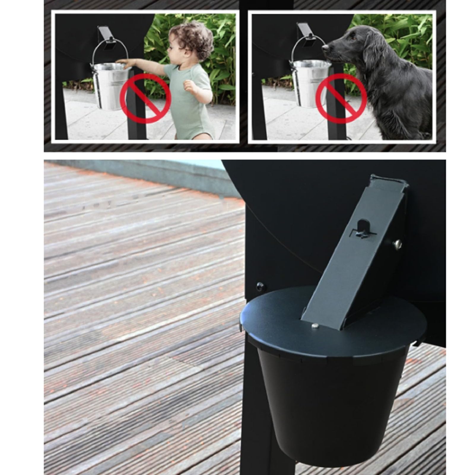 Jiawu Fetteimer für Traeger-Abtropfbehälter, Smoker-Fetteimer passend für Pit, Z-Grill, Traeger, Großer Stahleimer für Smoker-Grill mit Deckel und 12 Einsätzen