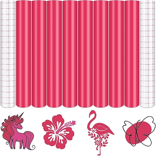 Tintnut Vinilo permanente rosa – 8 hojas de vinilo adhesivo permanente de amaranto de 12 x 10 pulgadas, autoadhesivo rosa a prueba de agua para