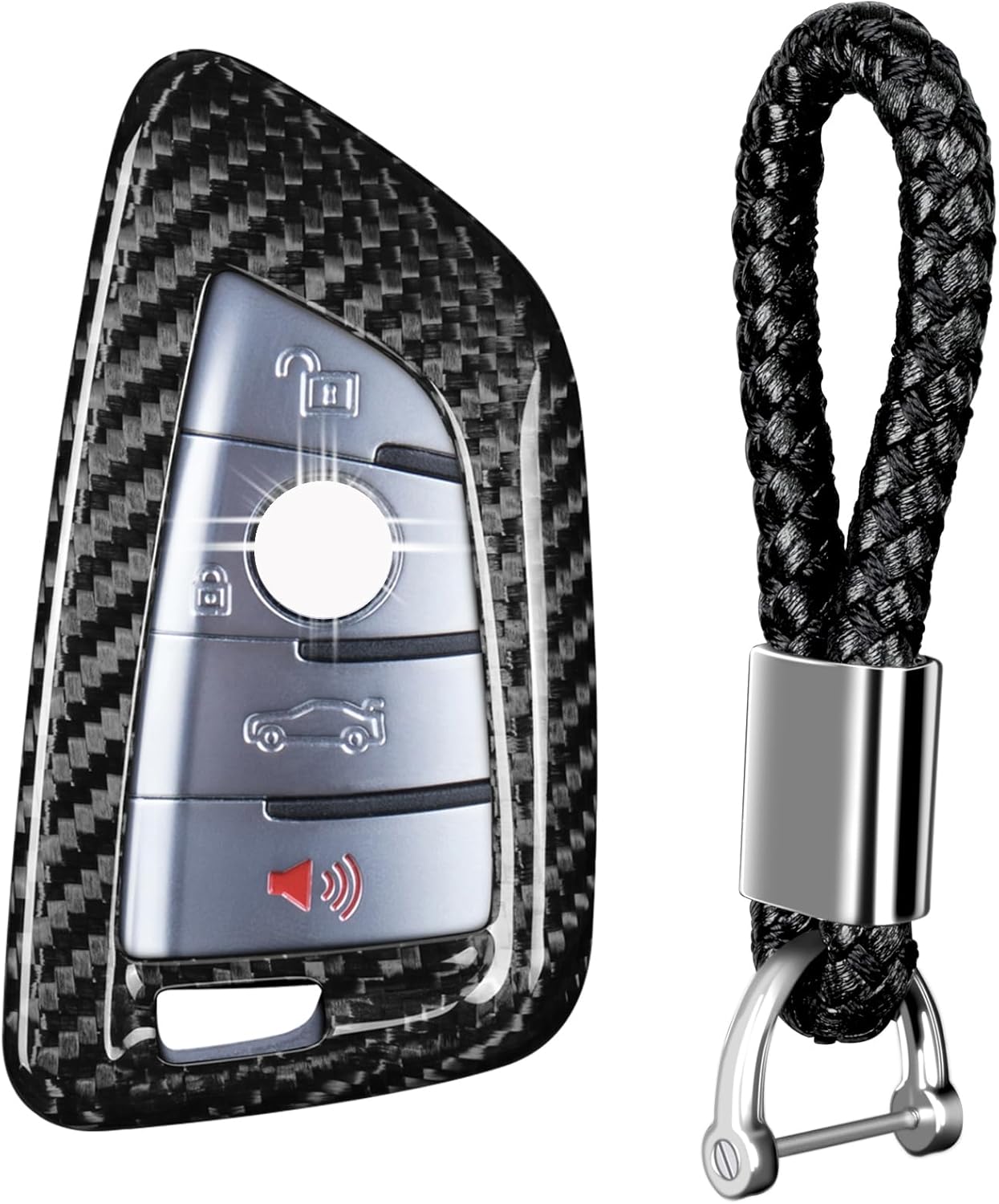 T-carbon Key Fob Cover Compatible with BMW with Keychain,Glass Fiber Key Fob Cover Case Compatible with BMW 2 3 4 5 6 6GT 7 8 Series, X1 X2 X3 X4 X5 X6 X7 M3 M4 M5 M8 X3M X4M X5M X6M Z4 2014-2023